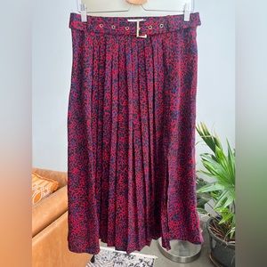 Molly Bracken Animal Print Midi Skirt with Belt